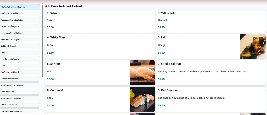 Brisqora unified menu management screen showing categories and menu items